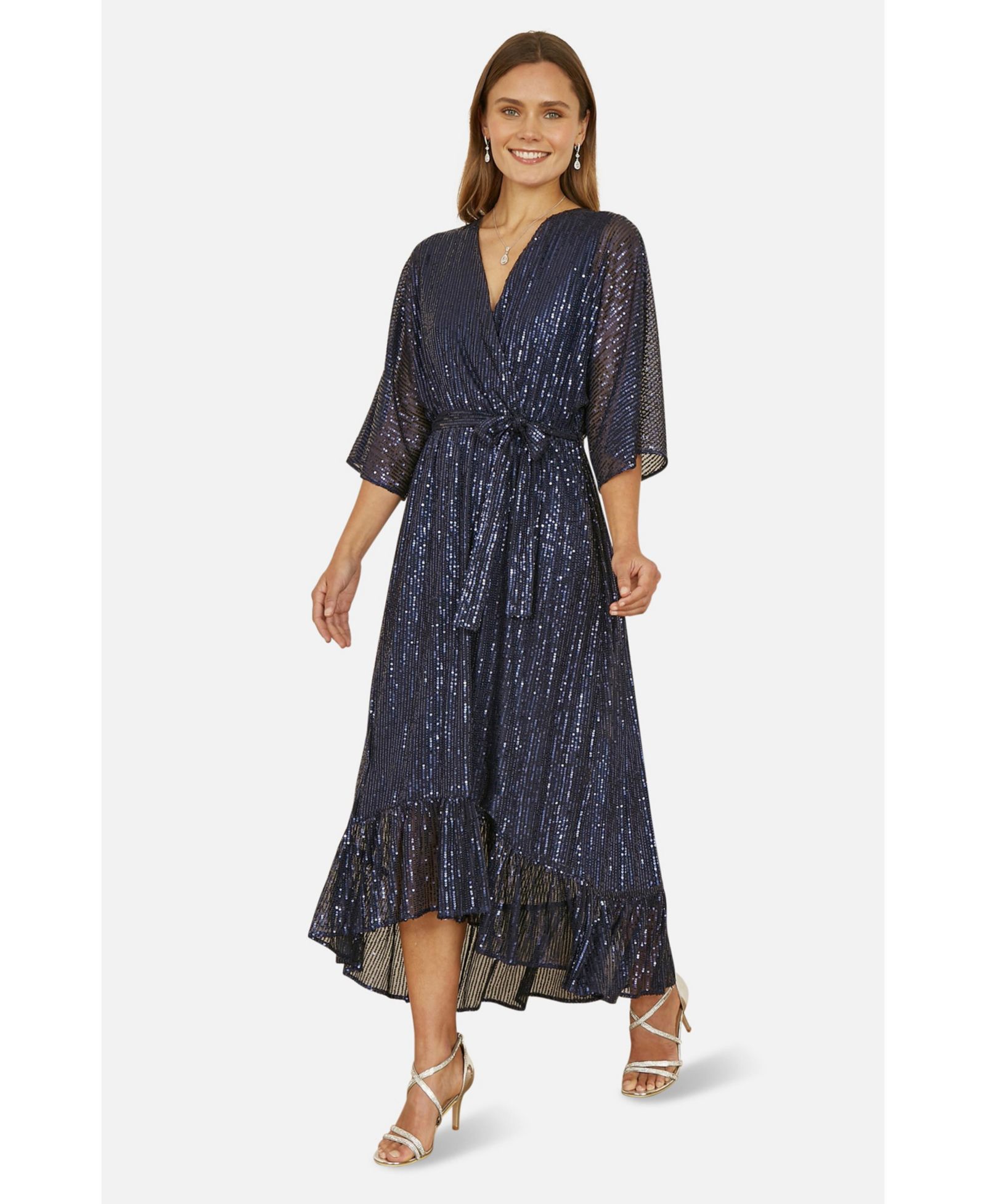Yumi Women's Sequin Midi Wrap Dress