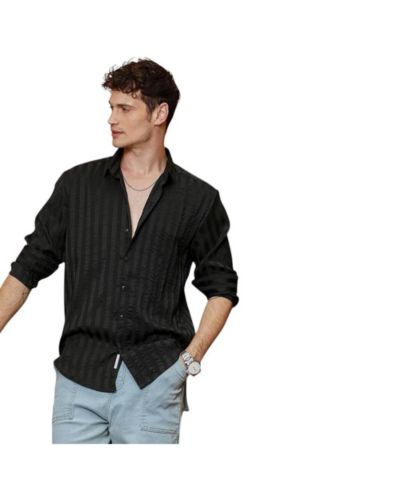 Мужская рубашка Campus Sutra Onyx Black Candy-Striped