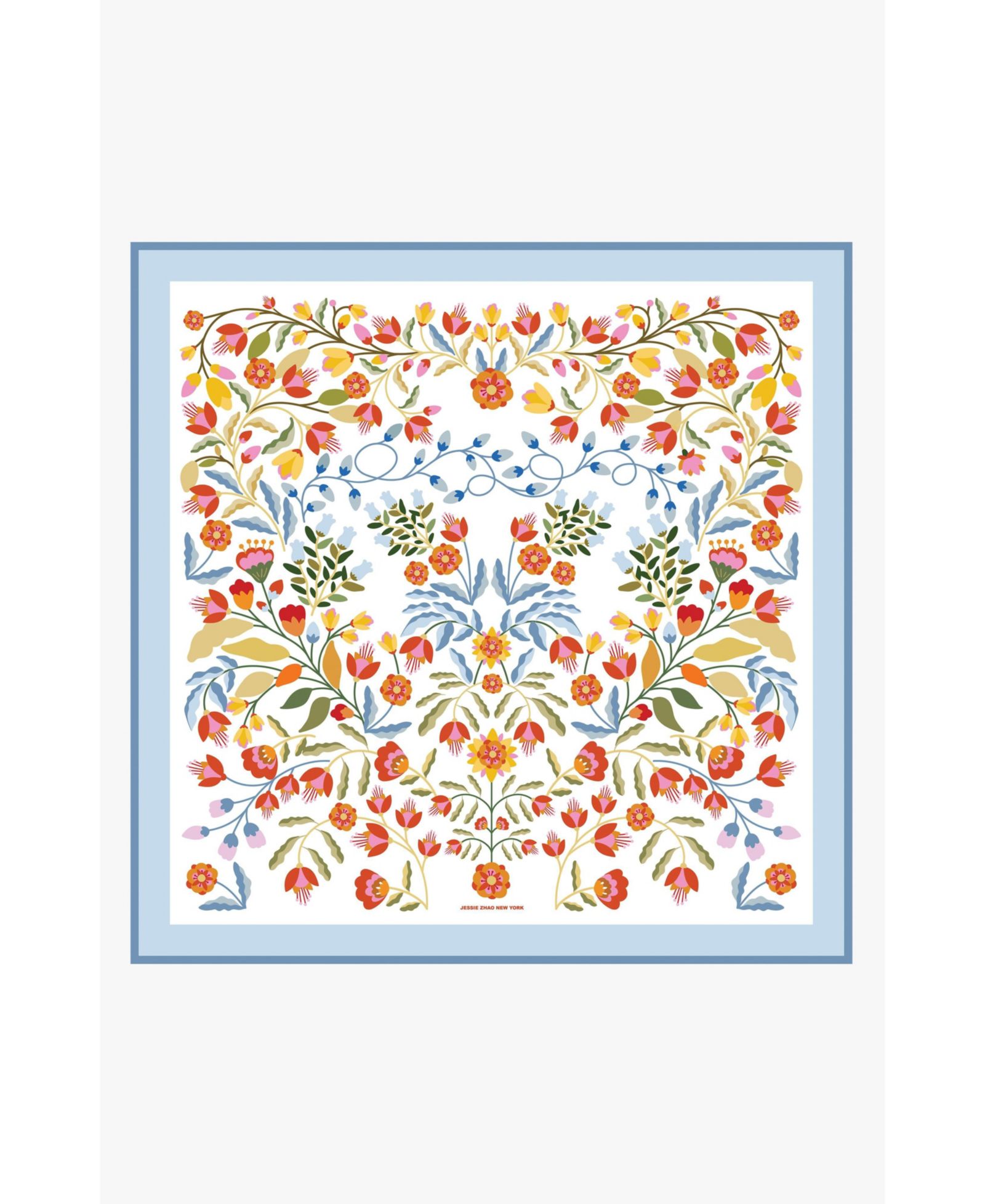 Jessie Zhao New York Porcelain Jardin Double Sided Silk Scarf