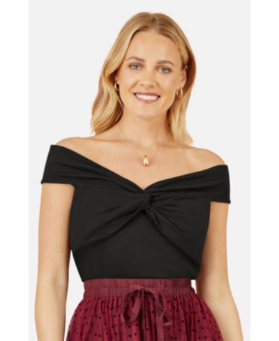 Женский топ Yumi Short Sleeve Knot Detail Bardot Top