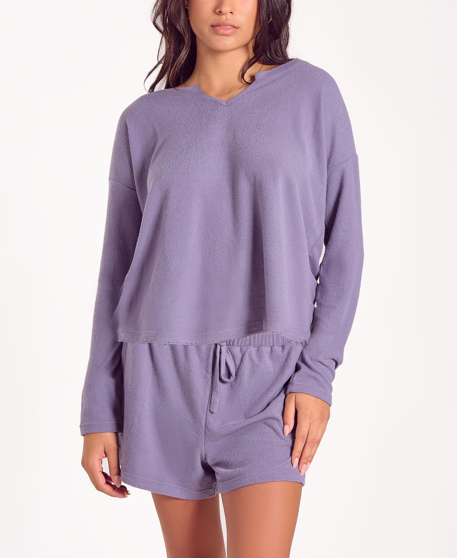 Женский пижамный комплект iCollection Baby Waffle Stretch Knit Short Sleeve