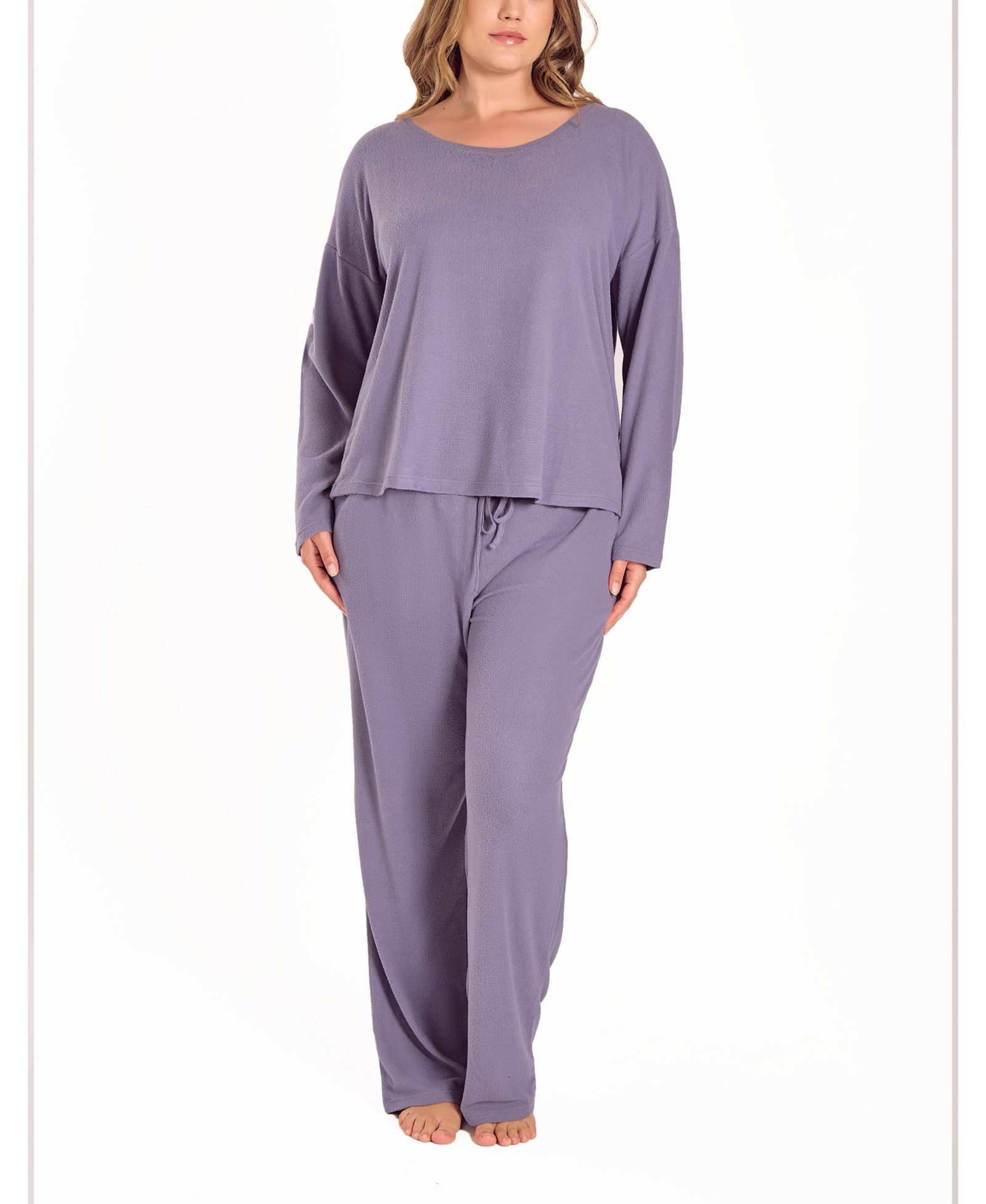 Комплект пижамы iCollection Plus Size Baby Waffle Stretch Knit