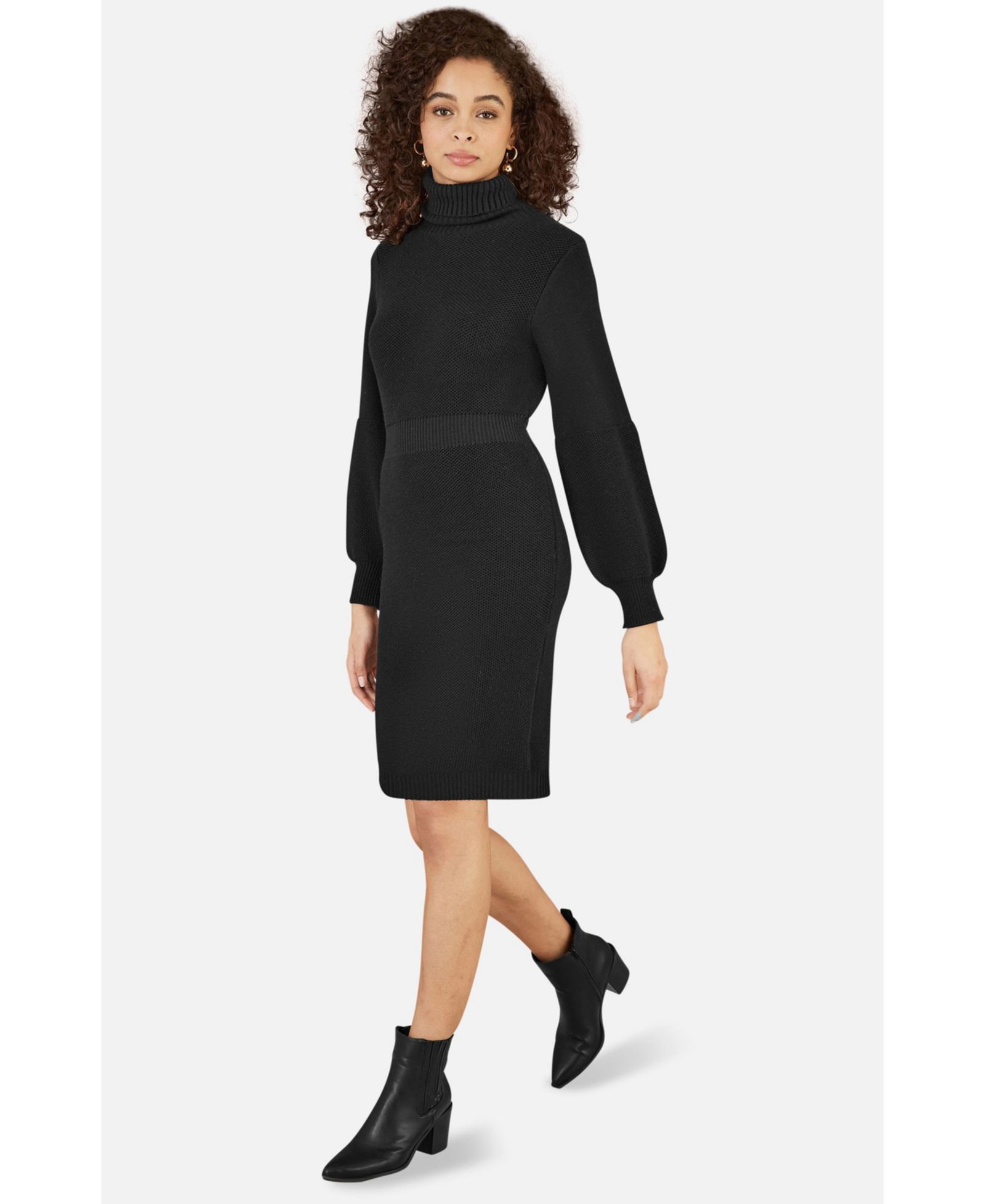 Yumi Women's Roll Neck Knitted Dress