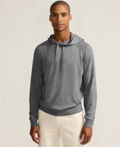 Lands' End Мужское худи из шерсти мерино, с длинным рукавом, можно стирать в машинке