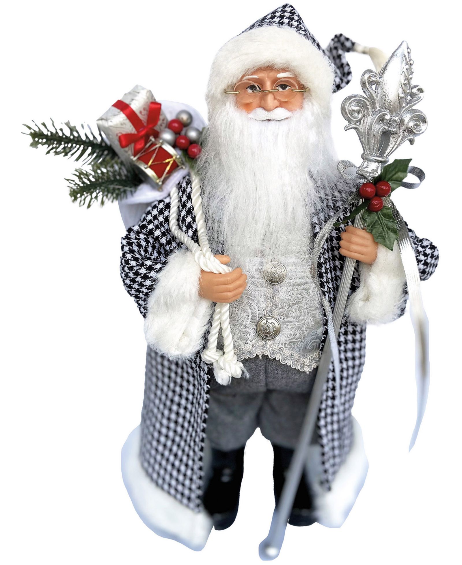 Santa's Workshop 15" Houndstooth Christmas Santa Figurine