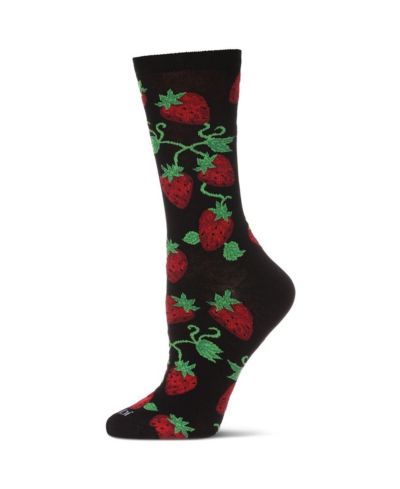 MeMoi Women's Strawberry Vines Crew Socks