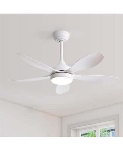 Sofucor 42-inch Matte White 5-Blade 6-Speed Adjustable LED Ceiling Fan Light with Remote Control