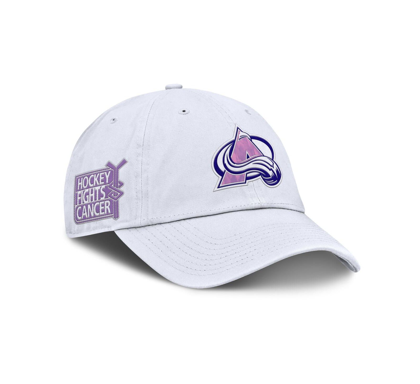 Мужская регулируемая кепка Fanatics White Colorado Avalanche Authentic Pro Hockey Fights Cancer
