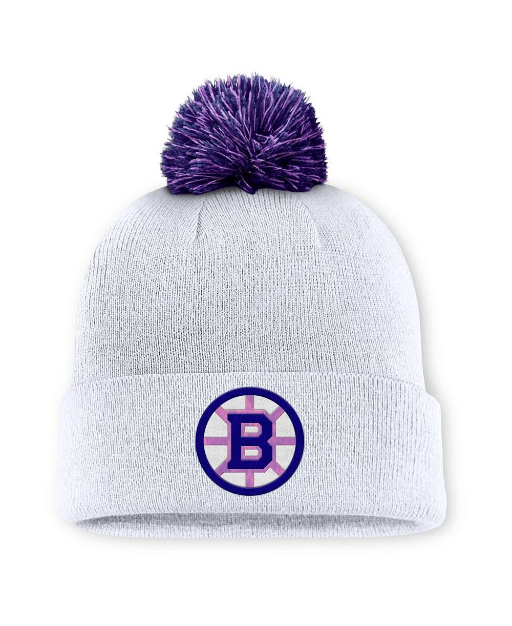Мужская вязаная шапка Fanatics Boston Bruins Authentic Pro Hockey Fights Cancer Cuffed Pom