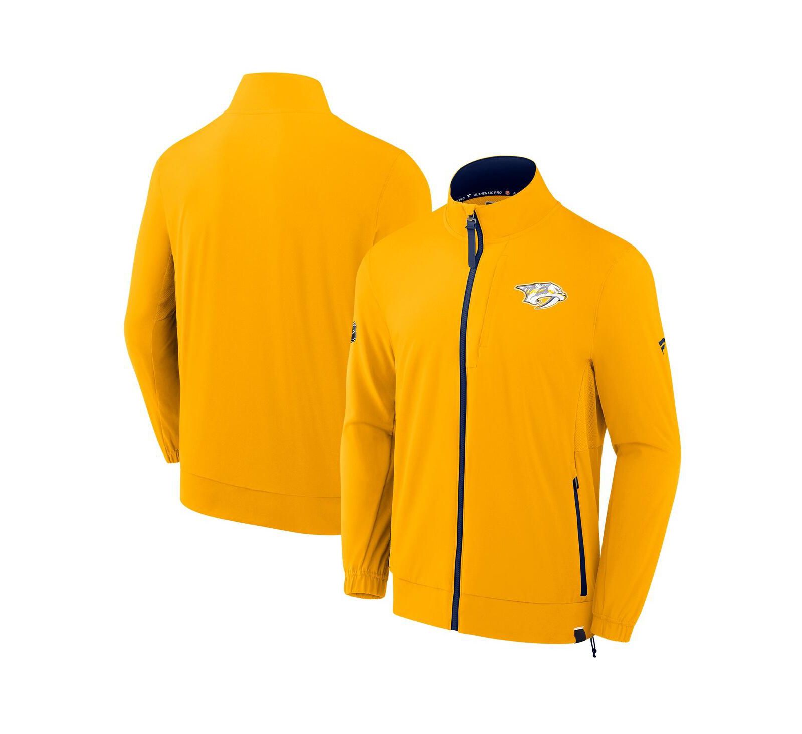 Fanatics Men's Gold Nashville Predators Authentic Pro Rink Coaches Full-Zip Jacket