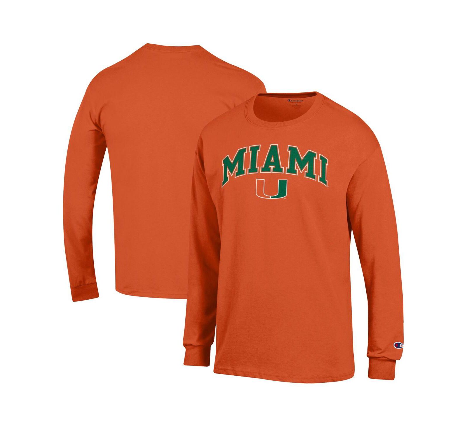 Champion Men's Orange Miami Hurricanes Arch Over Logo Long Sleeve T-Shirt