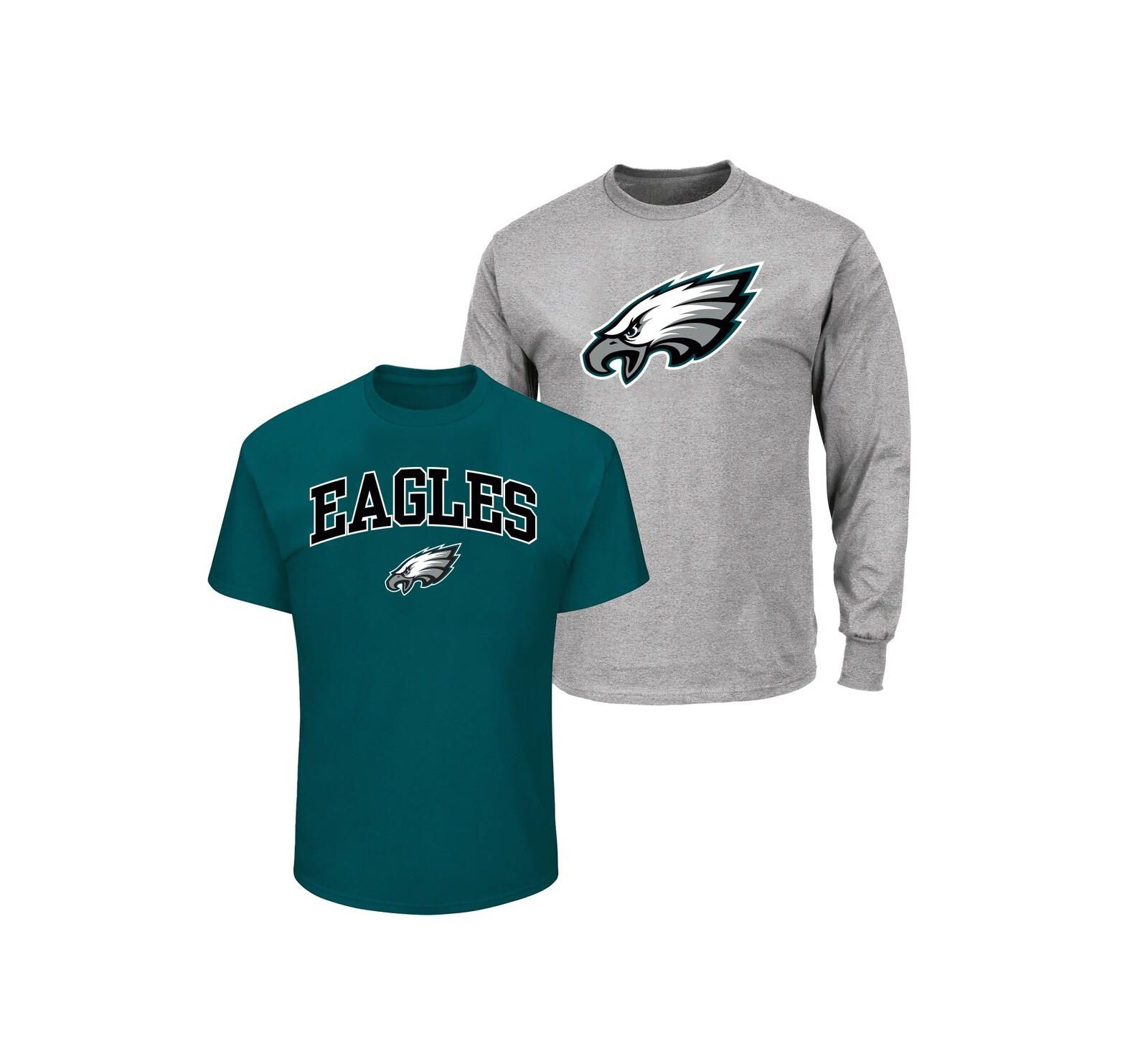 Мужской комплект из 2 T-Shirt Fanatics Philadelphia Eagles Big & Tall Kelly Green/Heather Gray