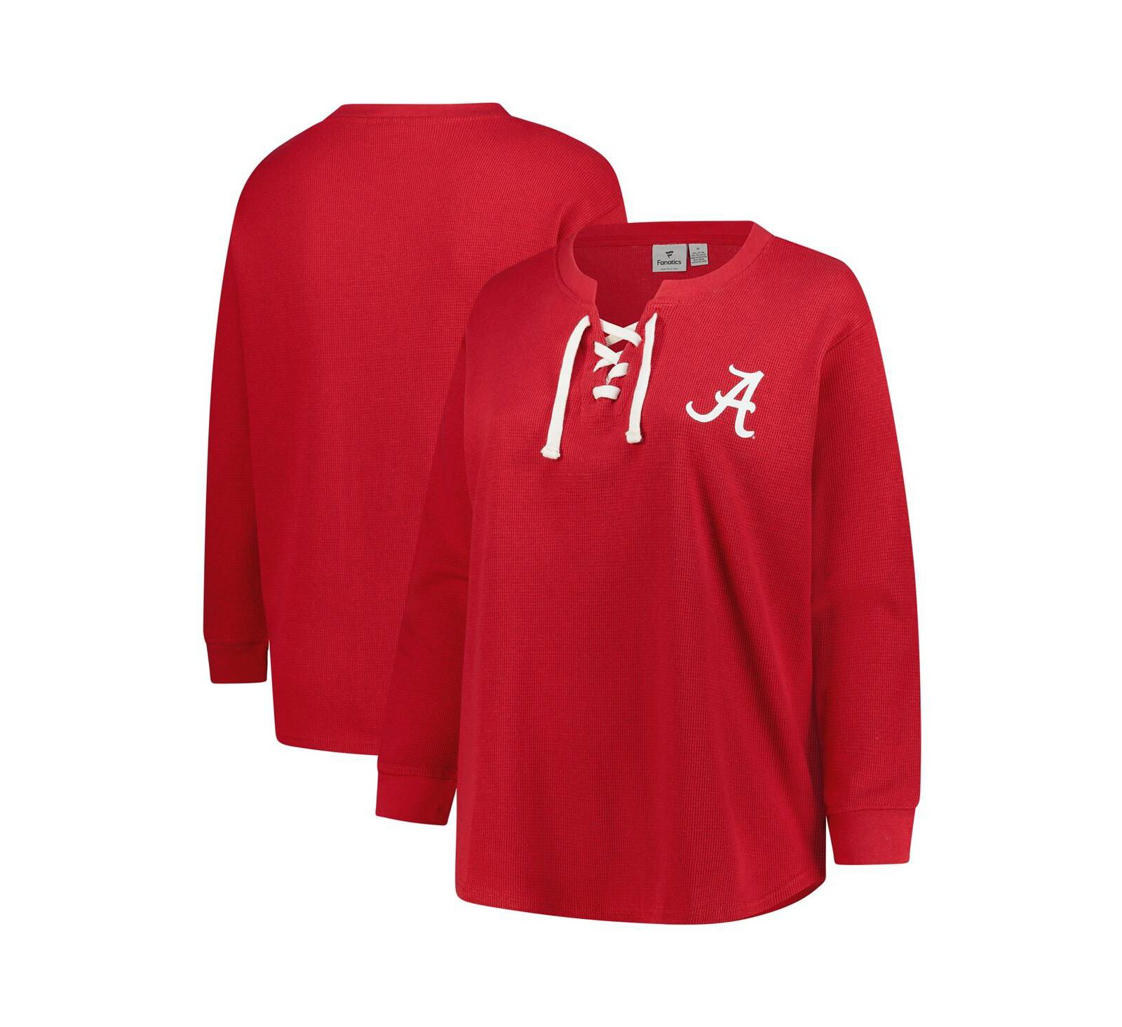 Fanatics Женская футболка с длинным рукавом Alabama Crimson Tide Waffle Knit Plus Size малинового цвета