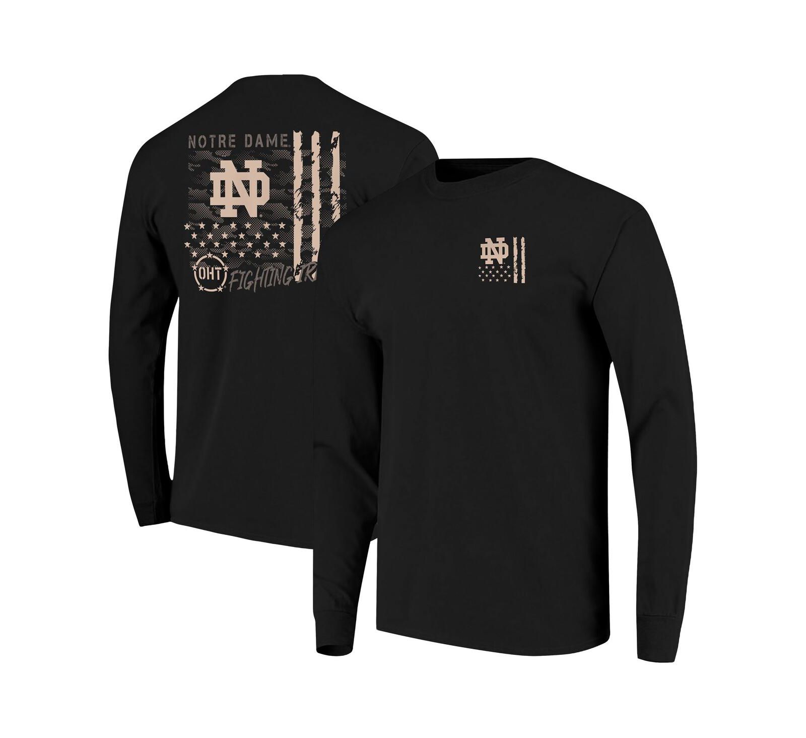 Мужская футболка Image One Black Notre Dame Fighting Irish OHT Camo Overlay Comfort Colors с длинным рукавом