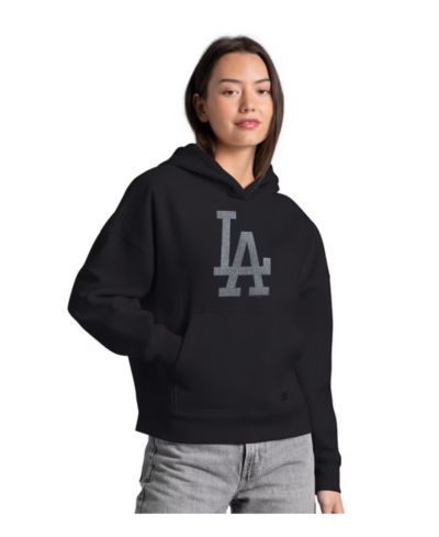 Women's Black Los Angeles Dodgers Fleece Rhinestone Hoodie