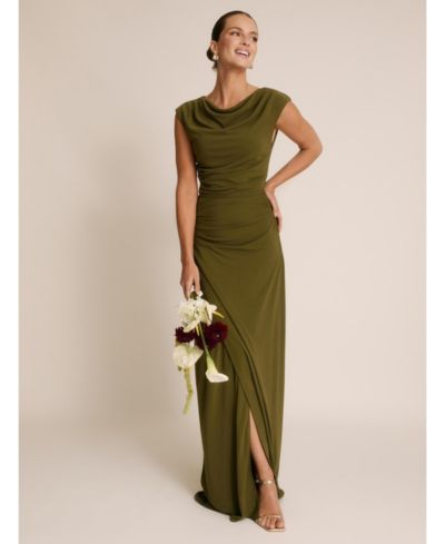 Six Stories Women's Cowl Gathered Short Sleeve Bridesmaid