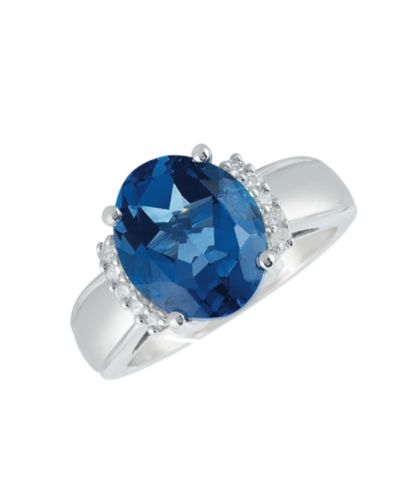 Macy's London Blue Topaz (5-1/2 ct. t.w.) & Diamond (1/6 ct. t.w.) Ring in Sterling Silver
