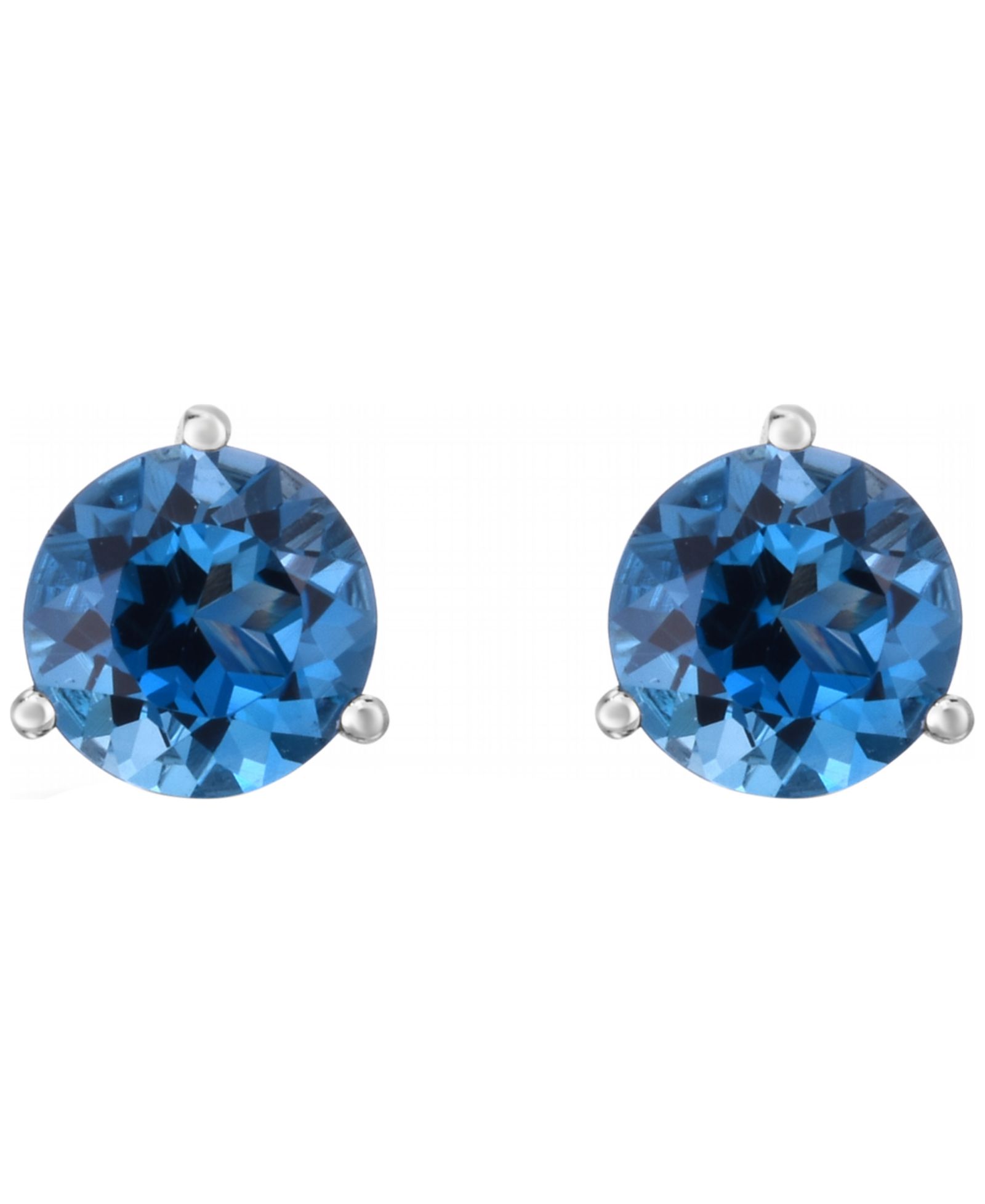 Macy's London Blue Topaz (3 ct. t.w.) Stud Earrings in 14k White Gold