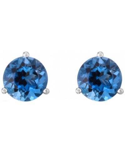 Серьги-гвоздики Macy's London Blue Topaz в белом золоте 14k