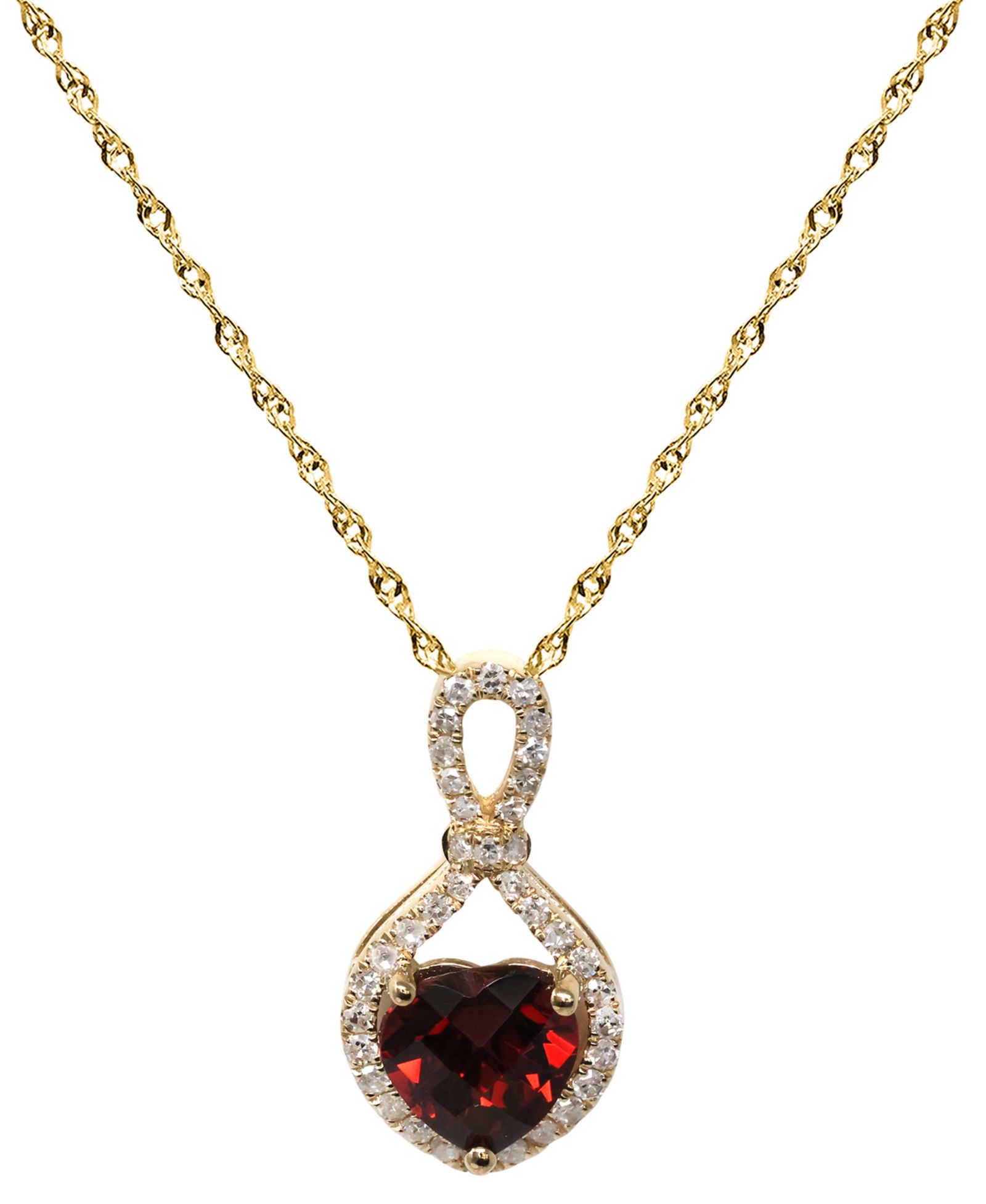 Подвеска Macy's Garnet (1-1/2 ct. t.w.) & Diamond (1/5 ct. t.w.) в золоте 14k Yellow Gold