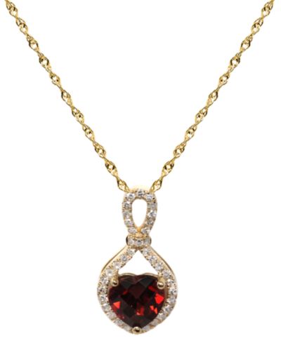 Подвеска Macy's Garnet (1-1/2 ct. t.w.) & Diamond (1/5 ct. t.w.) в золоте 14k Yellow Gold