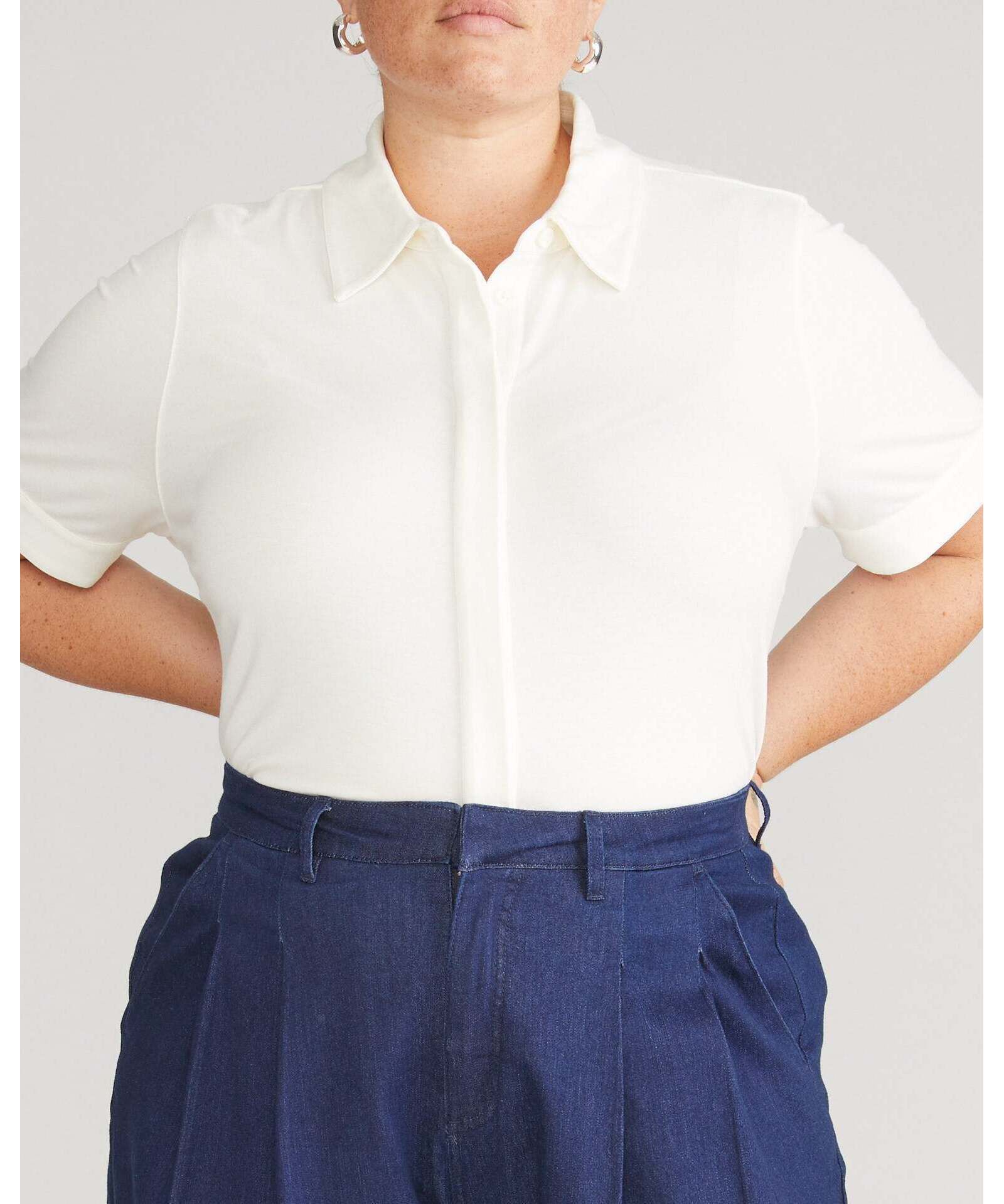 Universal Standard Plus Size Chelsea Liquid Jersey Short Sleeve Shirt