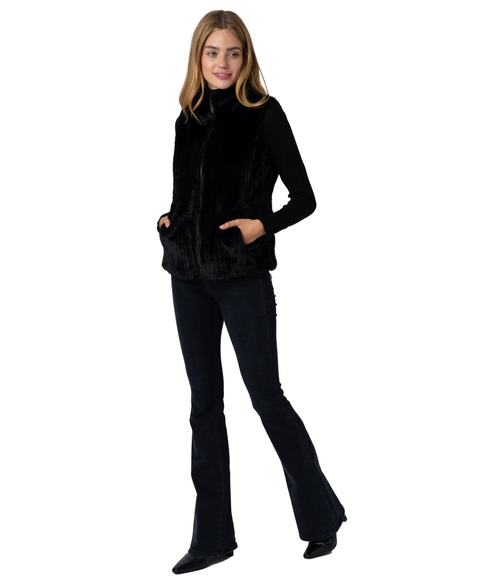 VIA SPIGA Women's Reversible Faux Fur Vest