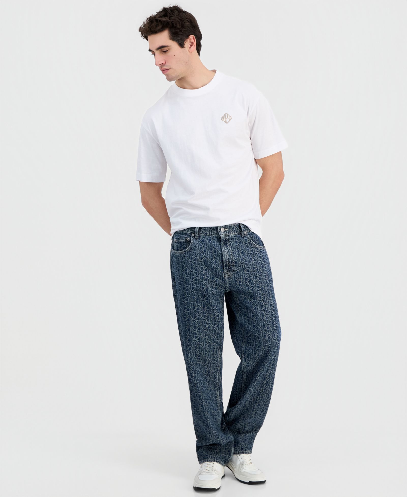Джинсы GUESS Men's Damon Logo-Print Cotton Relaxed