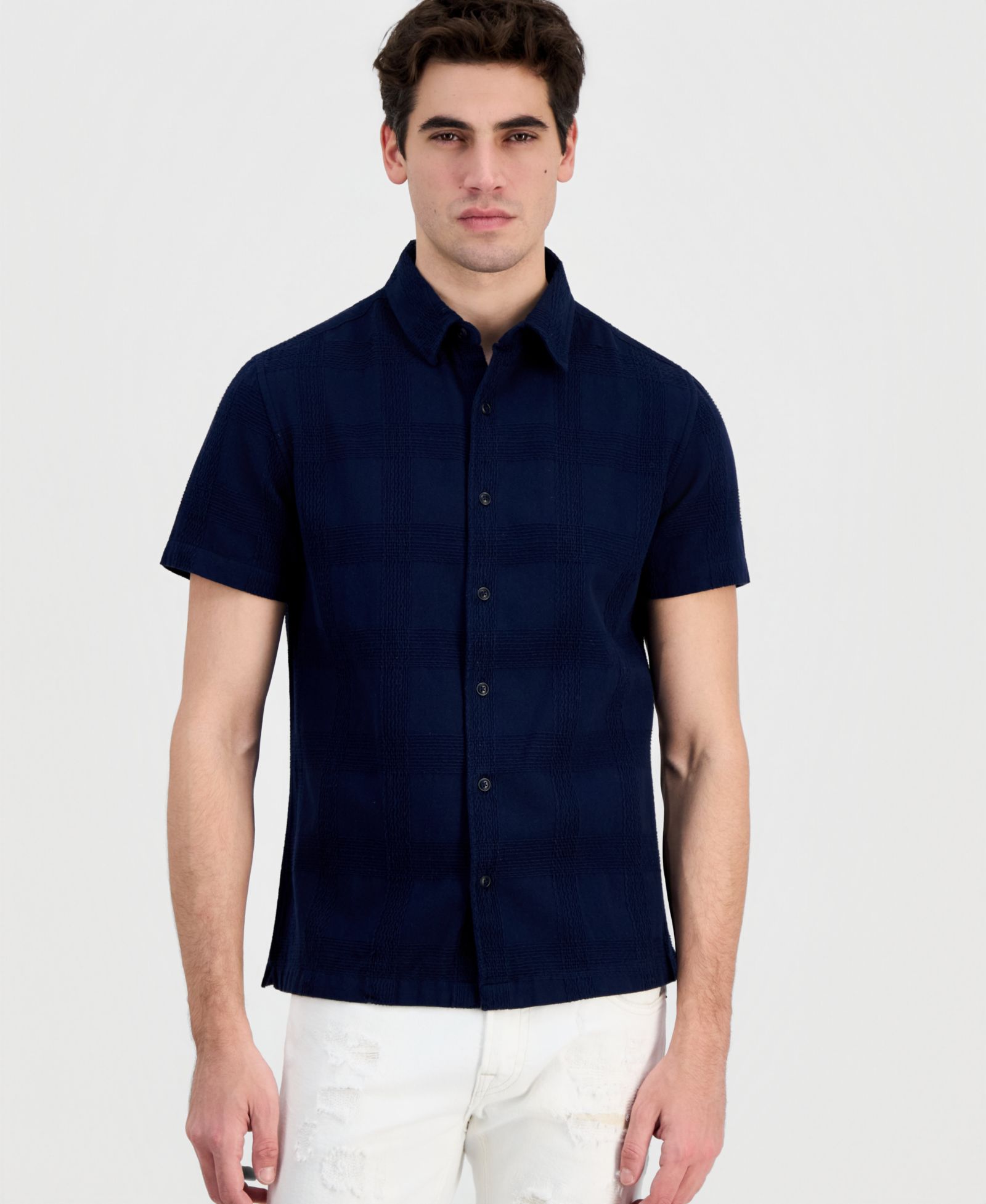 Мужская рубашка GUESS Cotton Castro Linear Woven Short-Sleeve