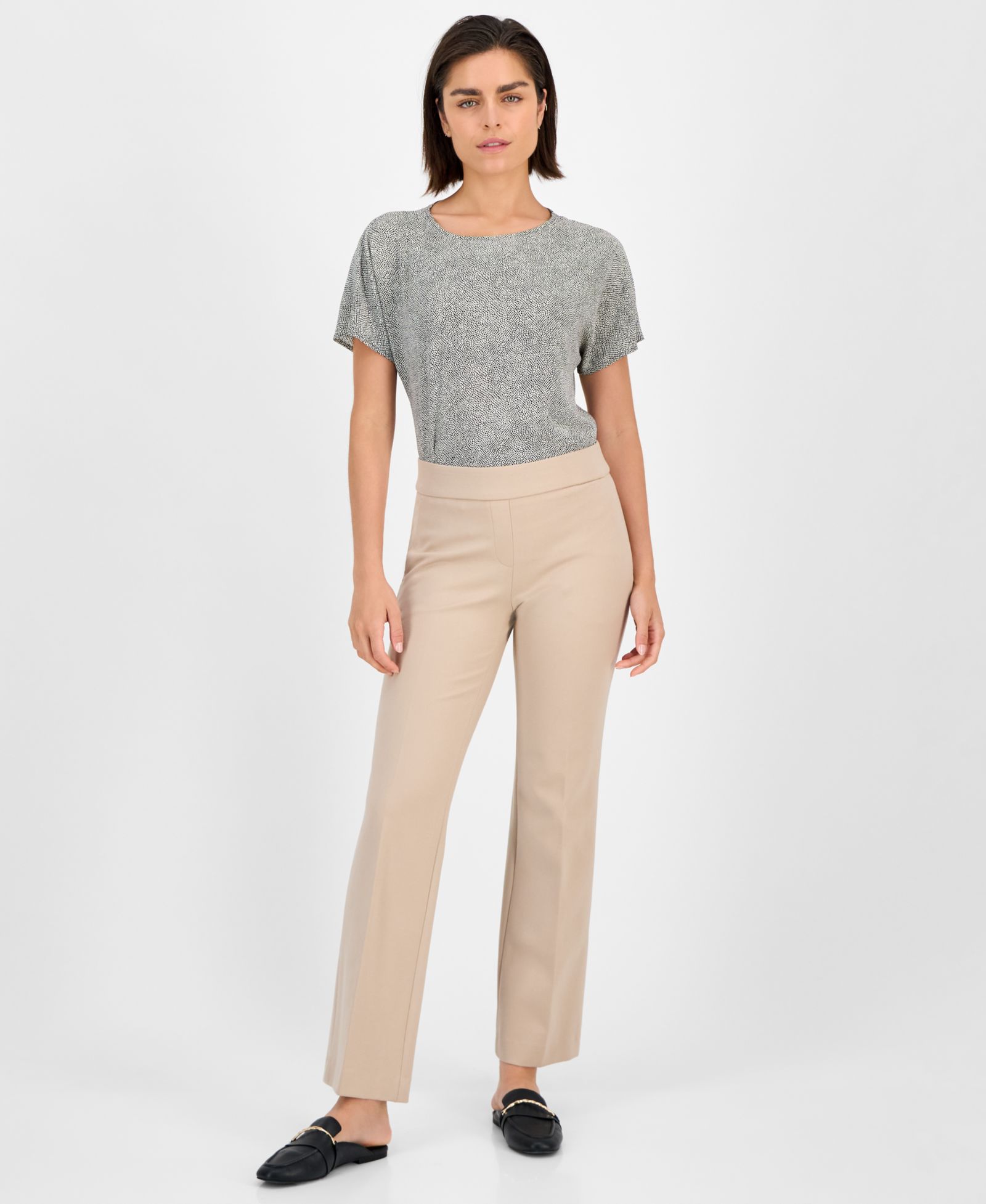 Anne Klein Petite Grace Pull-On Slash-Pocket Trousers