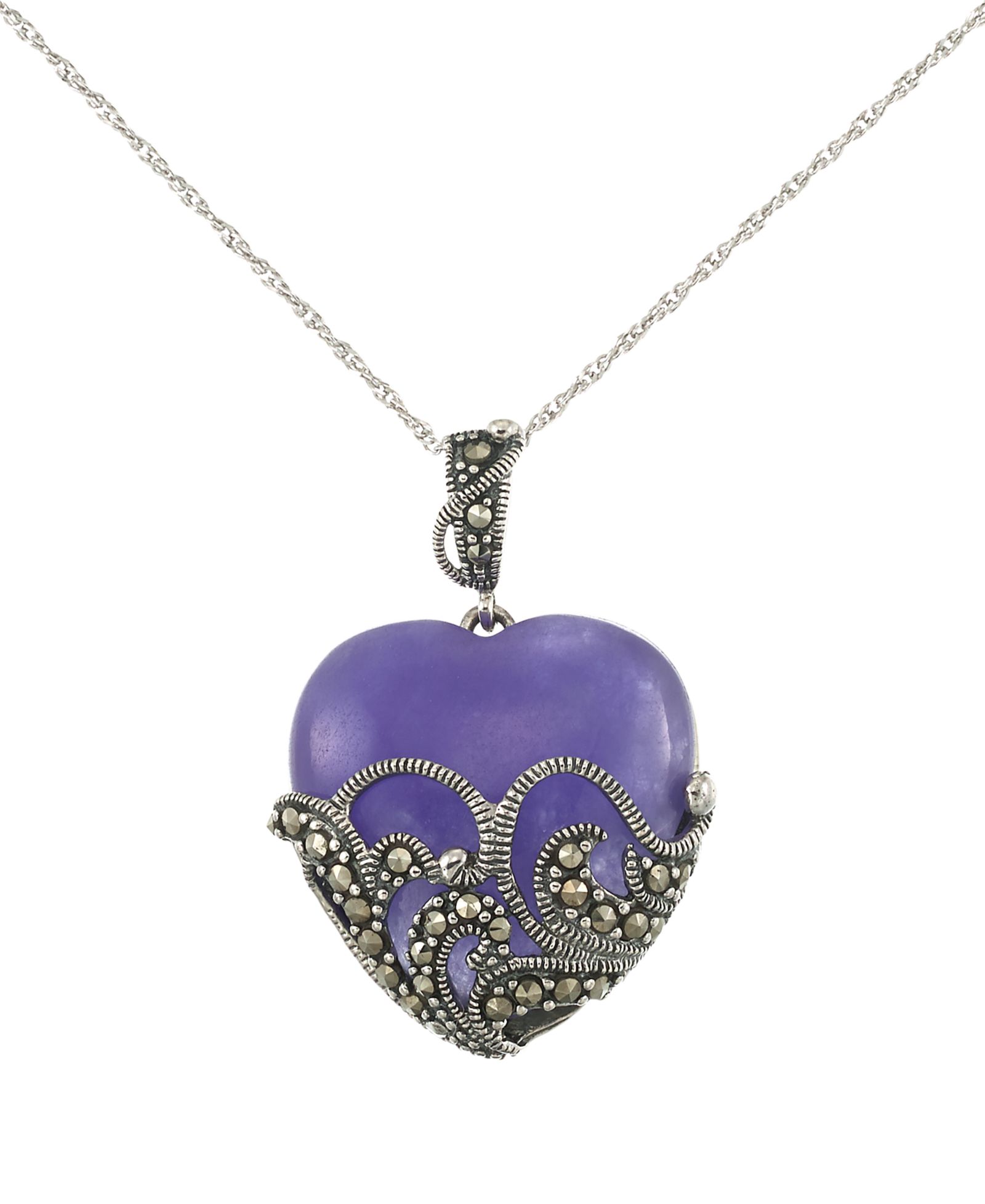 Подвеска-кулон Marcasite Lavender Jade (20 ct. t.w.) в серебряном цвете