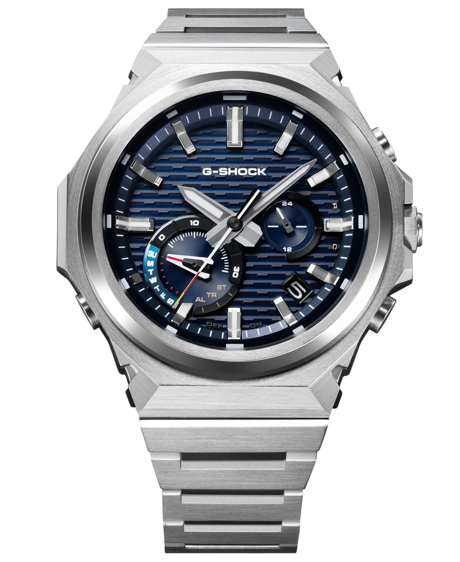 G-Shock Men's Japanese Quartz Silver-Tone Stainless Steel Watch, 44.2mm