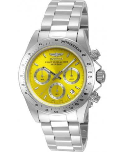 Мужские кварцевые часы Invicta 14383 Speedway Chronograph с желтым циферблатом
