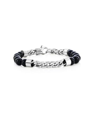 Metallo Stainless Steel Genuine Bead & Chain Bracelet