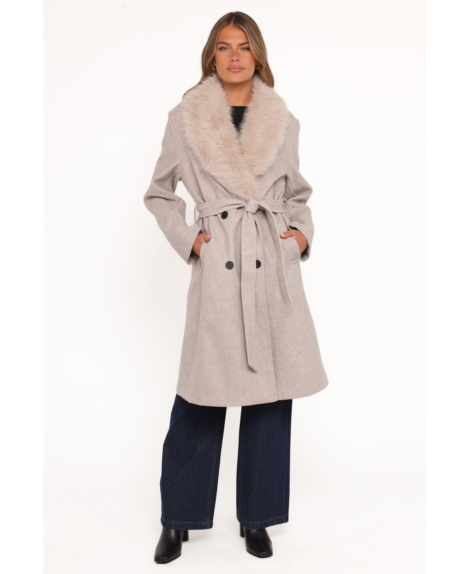 Petal and Pup Women's Fur Collar Tie Waist Coat