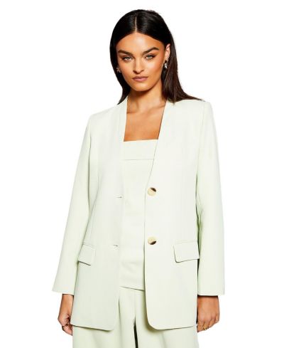 Warehouse Women's Runway Collarless Boxy Blazer