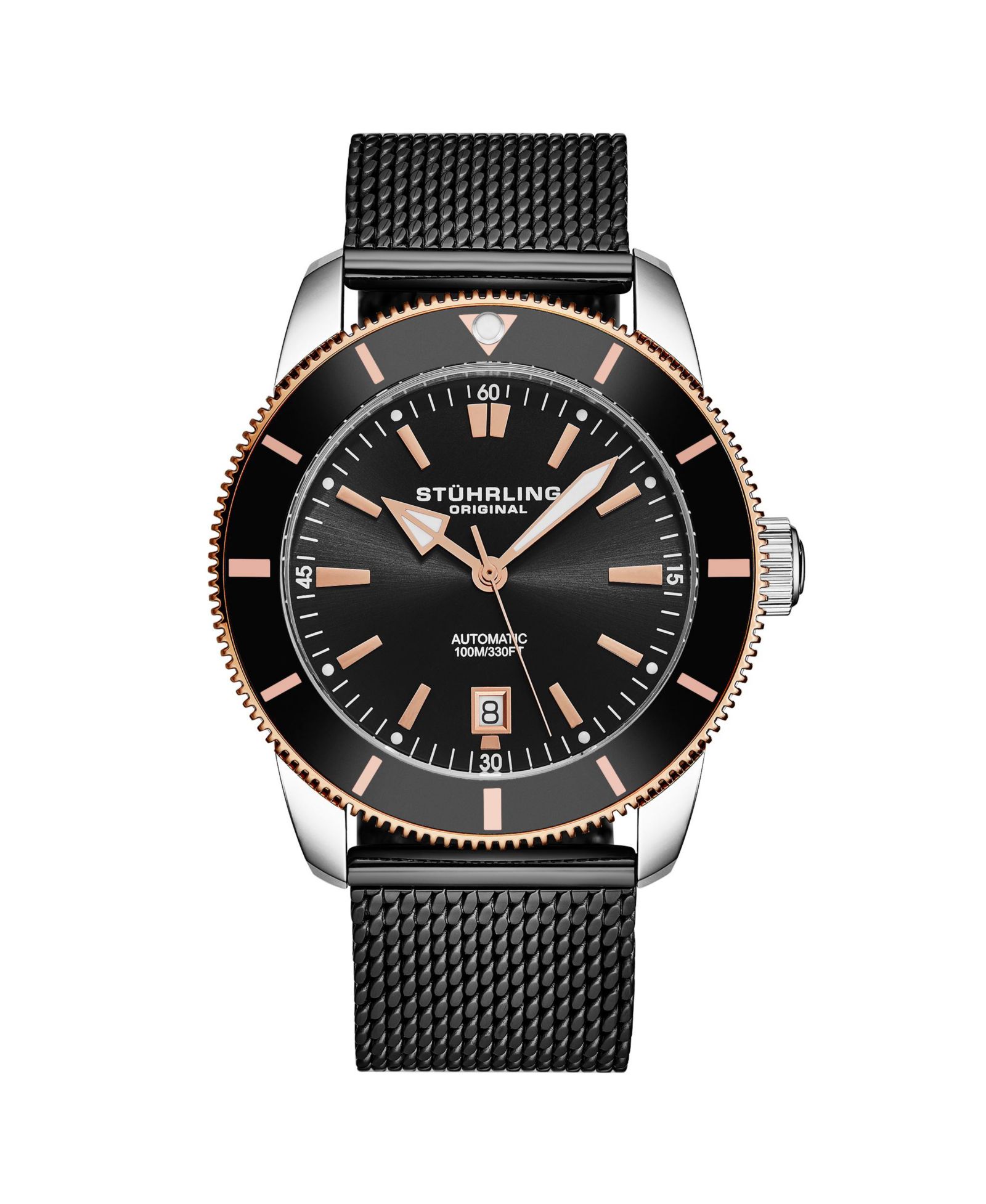 Мужские часы Stuhrling Marinier 4079 Automatic 42 mm Dive с металлическим браслетом