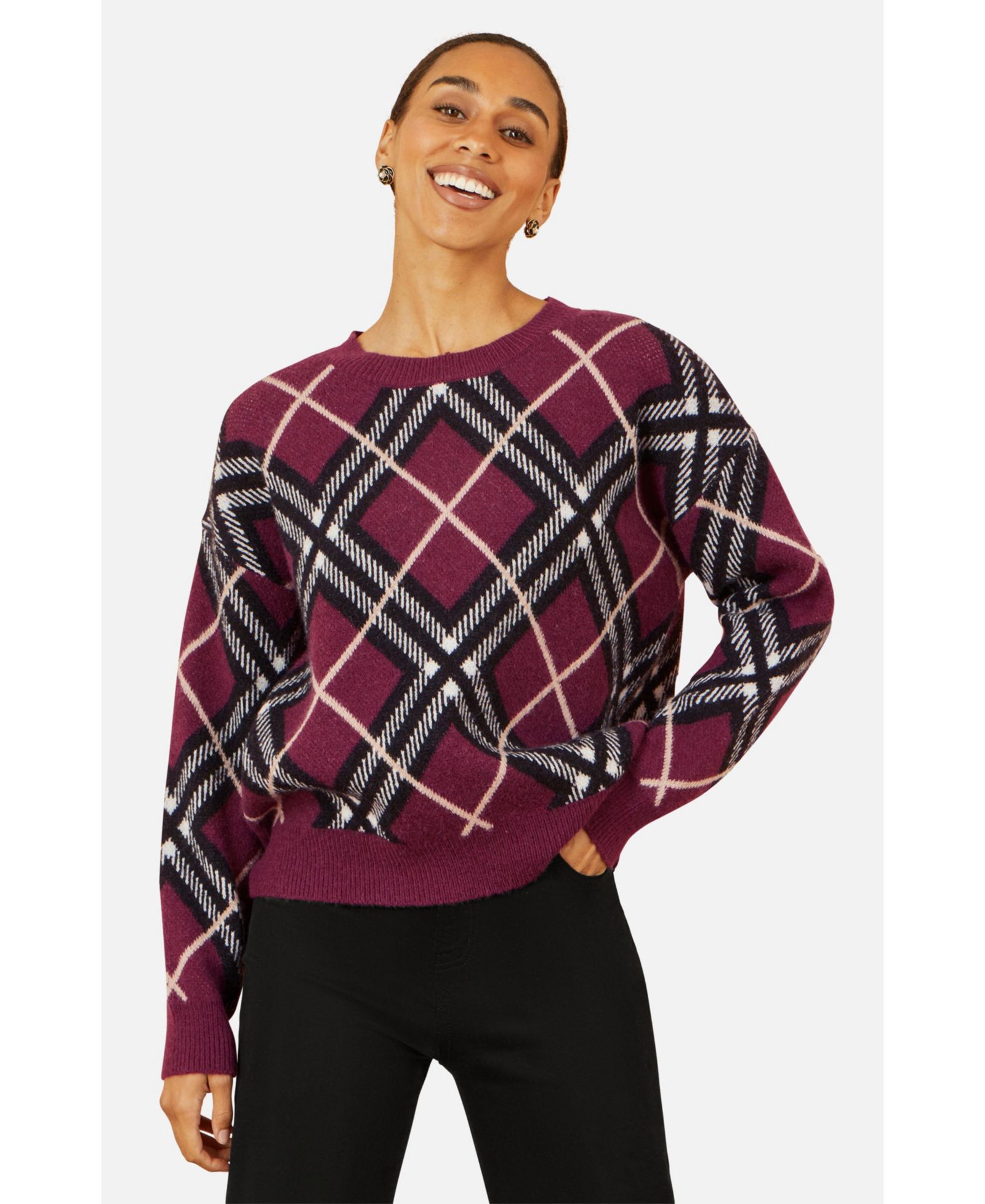Свитер Yumi Women's Argyle Check Relaxed