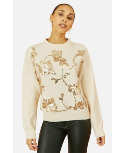 Женский свитер Yumi Relaxed Fit Floral Sequin