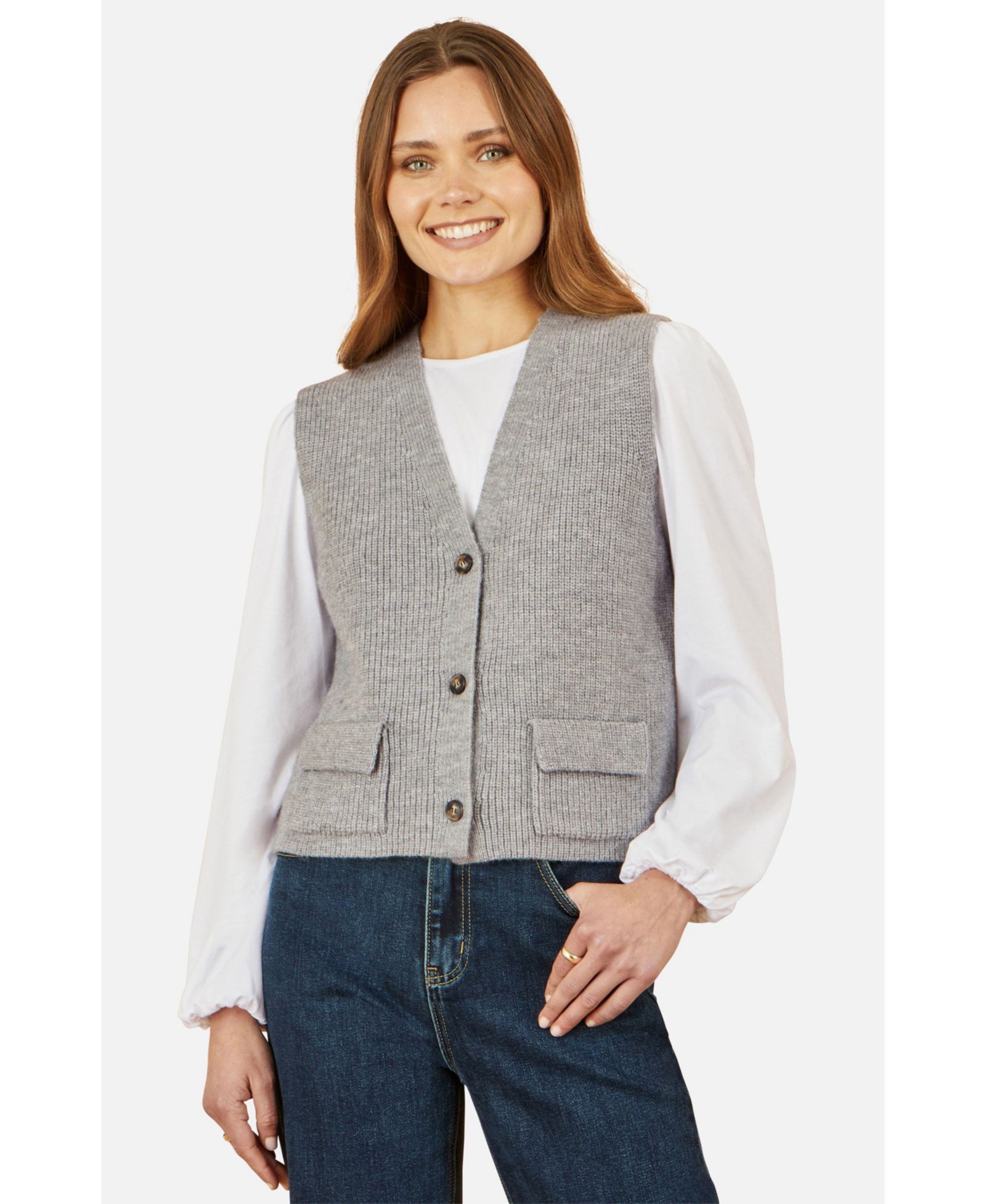 Yumi Women's Knitted Pullover Waistcoat