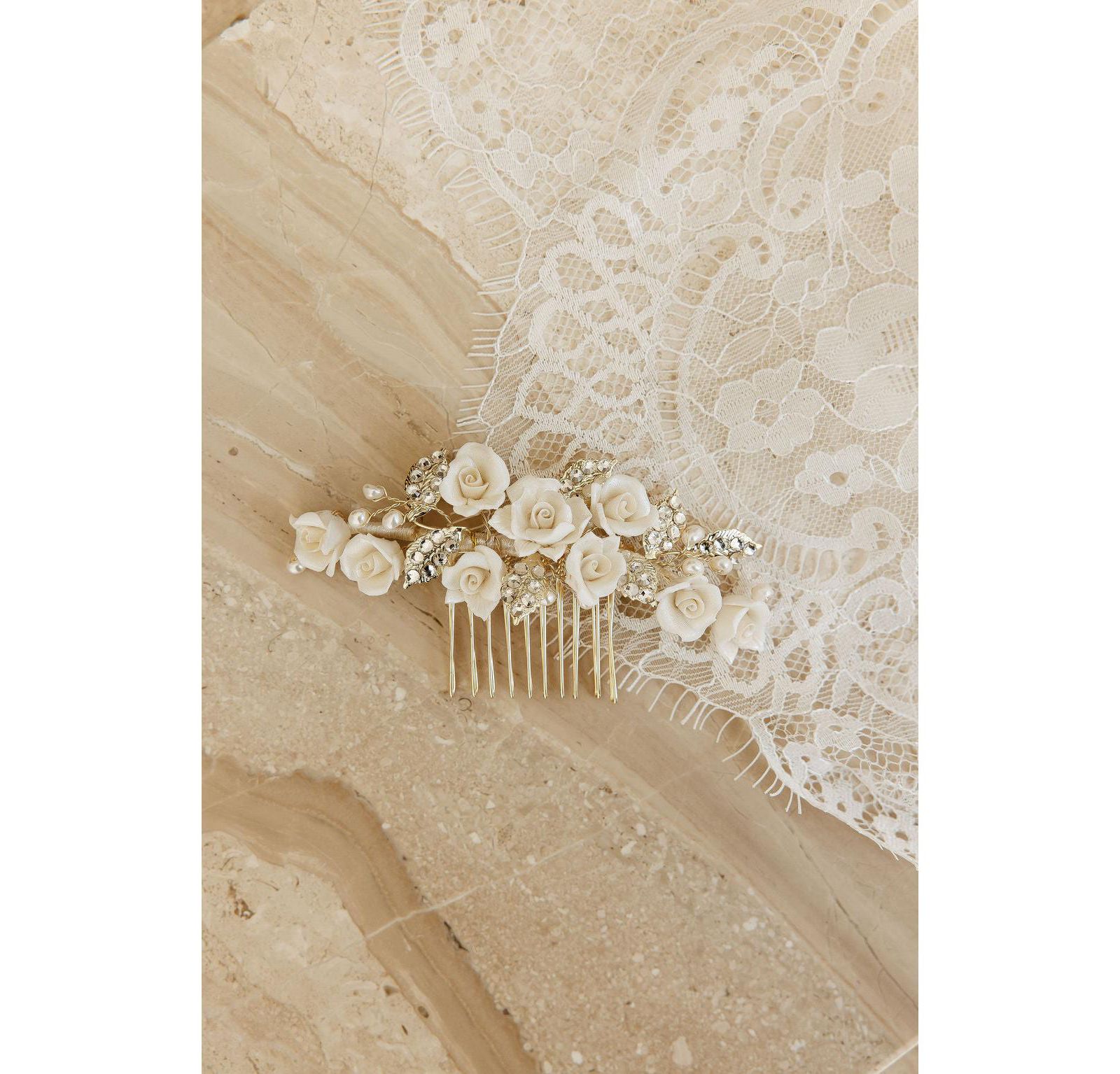 Untamed Petals Victoria Crystal Floral Comb