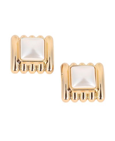 SOHI Gold Ribbed-Diane Stud Earrings
