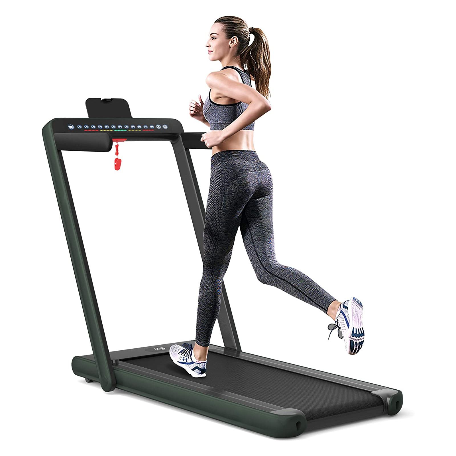 SKONYON 2-in-1 Electric Motorized Health and Fitness Folding Treadmill with Dual Display and Speaker