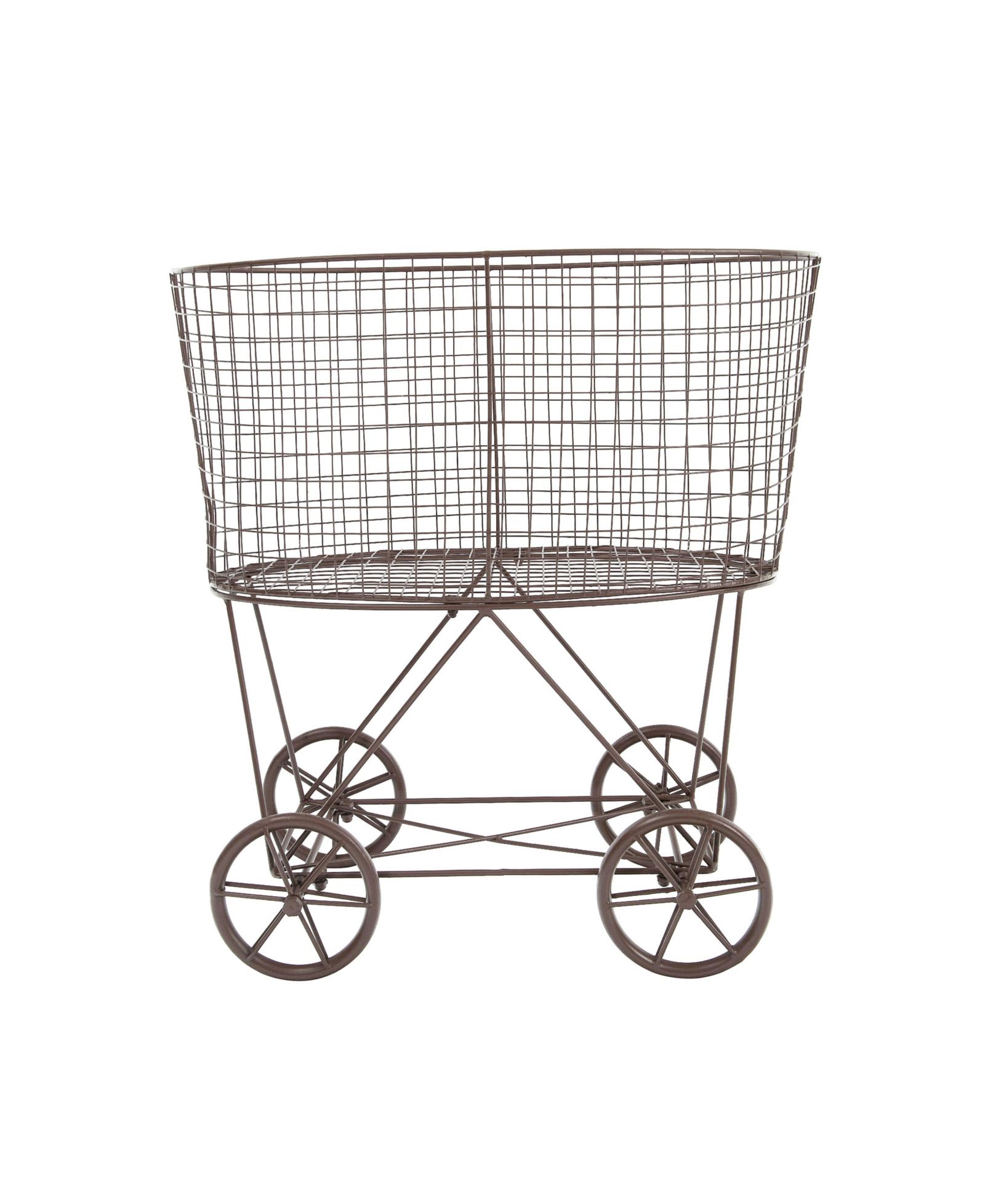 Storied Home Metal Rolling Laundry Cart with Rack, Copper