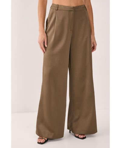 Nasty Gal Women's Satin Pleated Tailored Pants