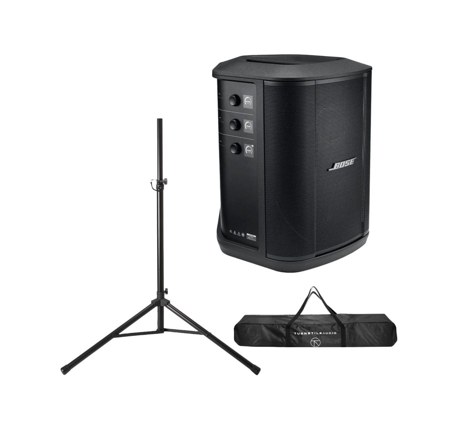 Bose S1 Pro+ Portable Wireless PA System with Bluetooth, Black Bundle With Turnstile Audio Height-Adjustable Speaker Stand and Stand Case