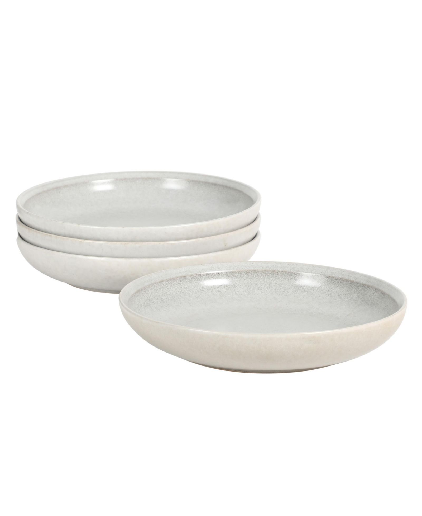 Набор из 4 мисок Gibson Home Beckett Ash White Dinner Bowl Set – Reactive Glaze Stoneware – Shallow Pasta Bowls