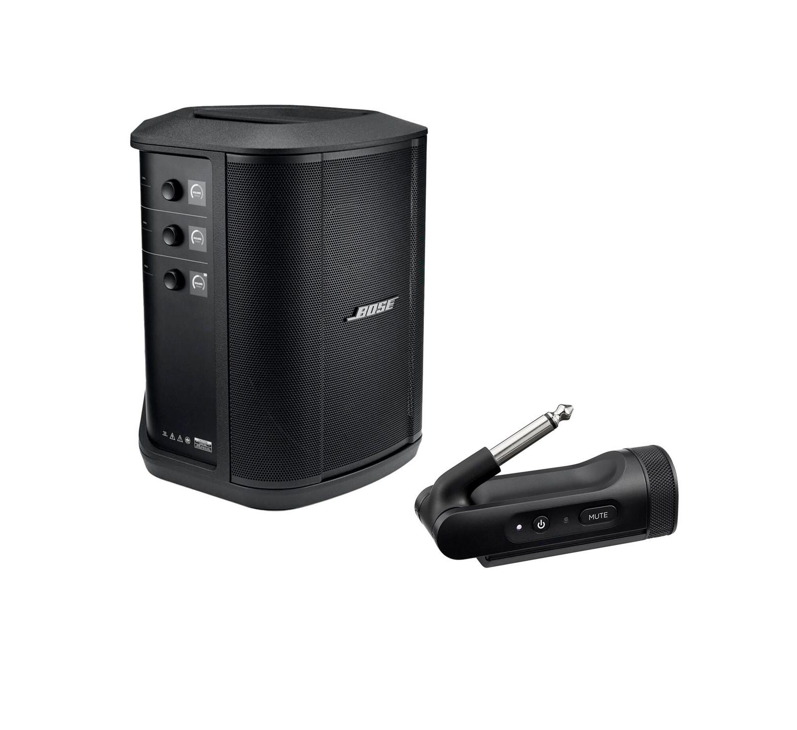 Bose S1 Pro+ Portable Wireless PA System with Bluetooth, Black with 1/4" Wireless Instrument Transmitter