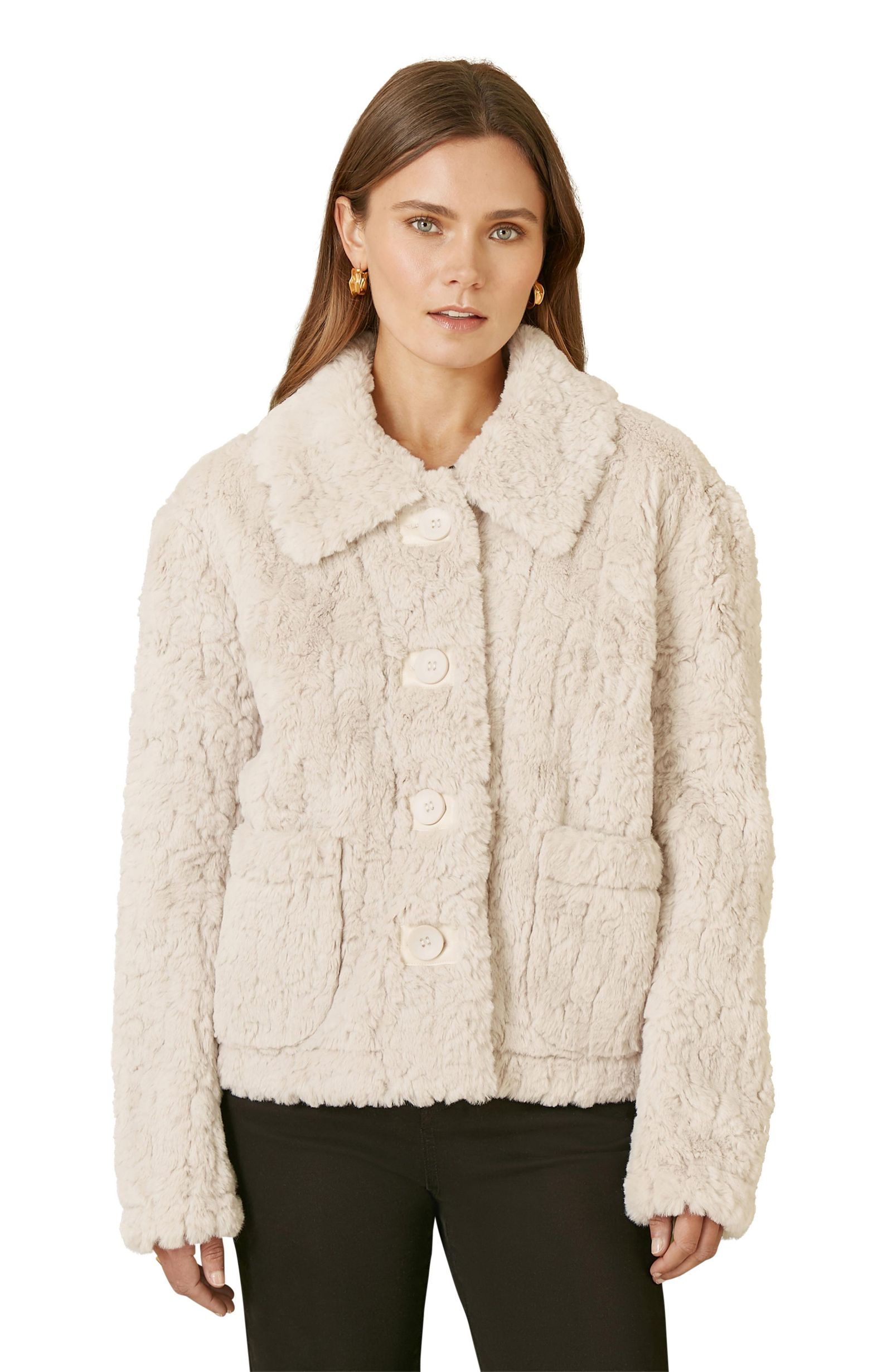 Yumi Women's Textured Faux Fur Jacket