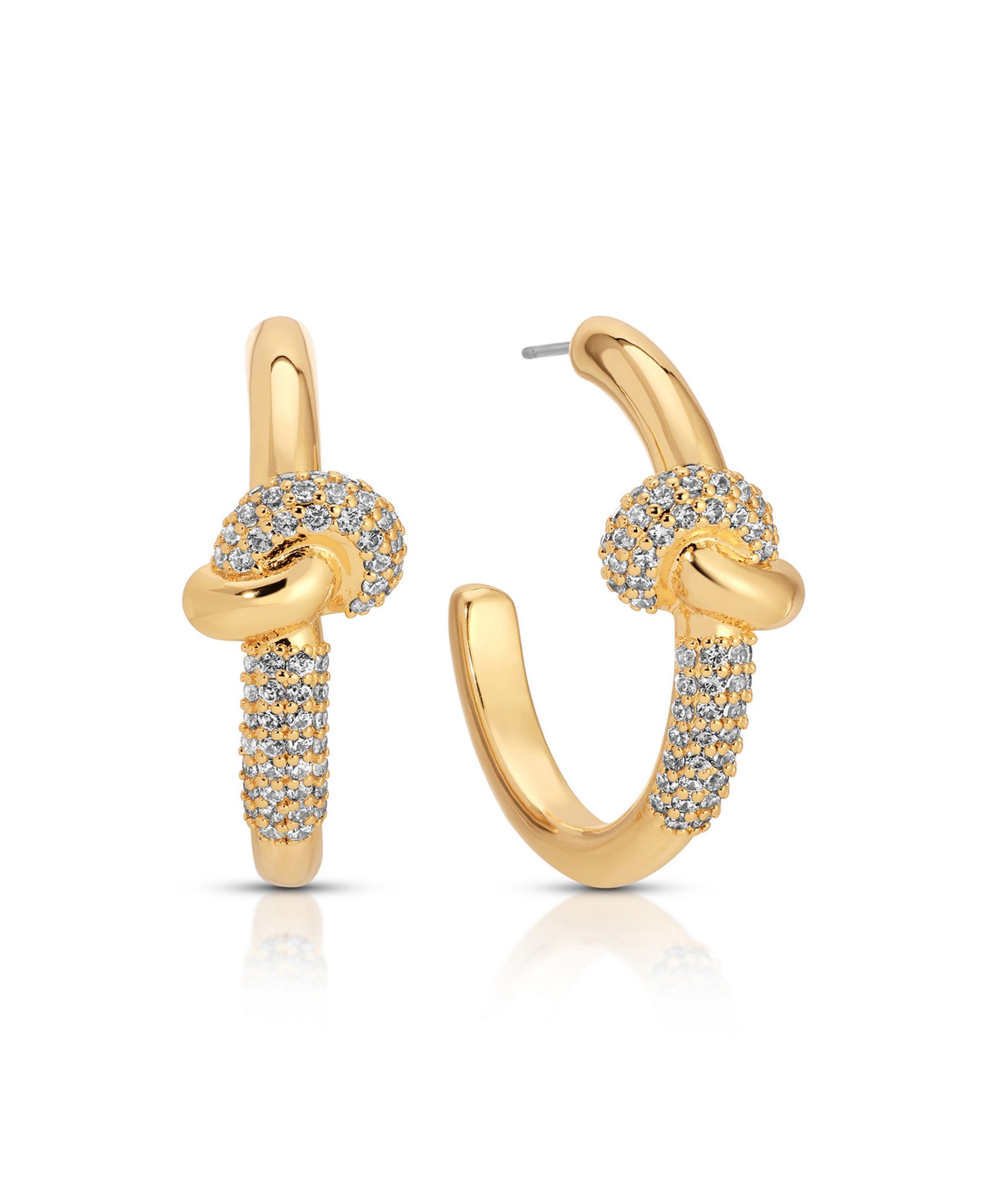 Серьги-кольца ETTIKA Gold Plated Pave Love Knot